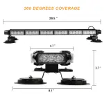 ASPL 29.5" 54 LED Strobe Light Bar Double Side Flashing High Intensity Emergency Warning Flash Strobe Light with Magnetic Base for Safety Construction Vehicles Tow Trucks Pickup (Amber/White) - Image 5