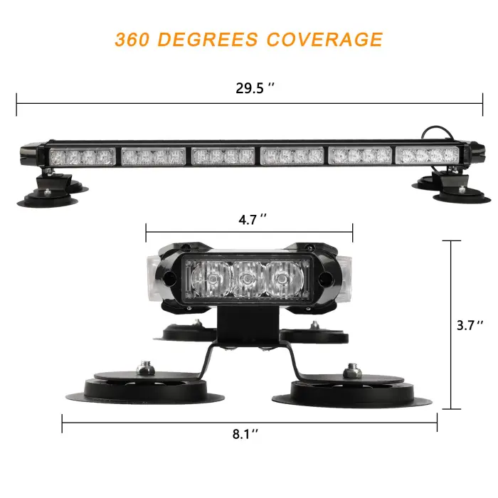 ASPL 29.5" 54 LED Strobe Light Bar Double Side Flashing High Intensity Emergency Warning Flash Strobe Light with Magnetic Base for Safety Construction Vehicles Tow Trucks Pickup (Amber/White) - Image 5
