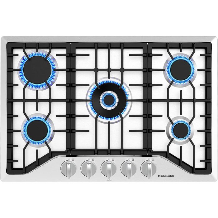 GASLAND 30 Inch Gas Cooktop, PRO GH2305SF 5 Burner Propane Stovetop, Built-in NG/LPG Convertible Cooktops, Gas Countertop Plug-in with Thermocouple Protection, Stainless Steel - Image 2