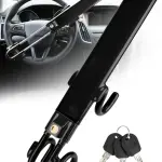 Tevlaphee Steering Wheel Lock Anti-Theft Car Device Heavy Duty Security Car Lock Antitheft Locking Devices Great Deterrent Adjustable Car Wheel Lock Anti Theft for Vehicle Truck with 3 Keys(Black)