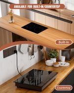 Empava IDC12B2 Horizontal Electric Stove Induction Cooktop with 2 Burners in Black Vitro Ceramic Smooth Surface Glass 120V, 12 Inch - Image 3