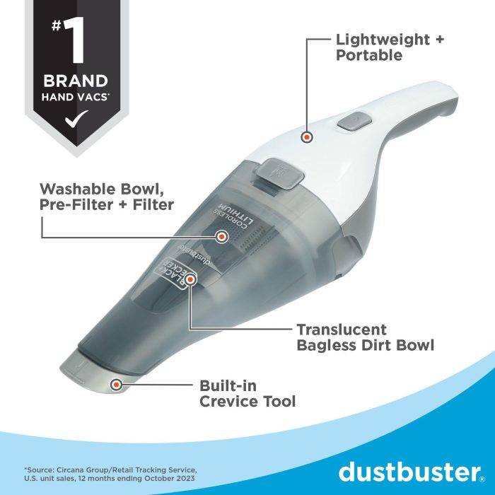 BLACK+DECKER dustbuster Cordless Handheld Vacuum, Portable Car Vacuum Cordless Rechargeable, Wall Mount, Strong Suction QuickClean (HNVC215B10) - Image 13