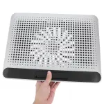 VERDANVERSE Aluminum Alloy Laptop Cooling Pad with Dual USB Ports Quiet Thin Notebook Cooler Stand for Laptops Up to Ergonomic Angles Skid-Resistant Computer Fan Support Frame in Silver - Image 7