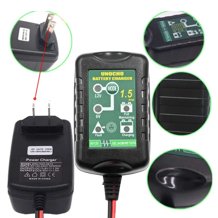 6V 12V Battery Charger 1.5A Automatic Battery maintainer trickle Battery Charger Smart Float Charger for auto car Motorcycle Lawn Mower Boat Motorcycle Snowmobile - Image 6