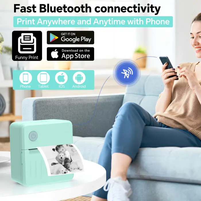 LECHPRO® Label Makers, Label Maker Machine with Tape, Bluetooth Label Maker, Portable Thermal 2 Inch Label Printer for Small Business, Barcode, Address, Logo, Clothing, Sticker Printer for Phones - Image 4