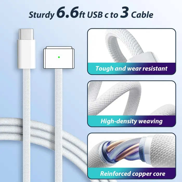 Mac Book Pro Charger- 140W USB C GaN Power Adapter with Magnetic 3 Cable (6.6FT) for MacBook Pro 14-inch 16-inch with M1/M2/M3/M4 Pro/Max Model (2021-2025 Model) Fast Charge Support - Image 2