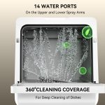 Hermitlux Countertop Dishwasher, 7 Washing Programs Portable Mini Dishwasher with 5-Liter Built-in Water Tank for Apartments & RVs, LED Light, Glass Door, No Hookup Needed - Image 5