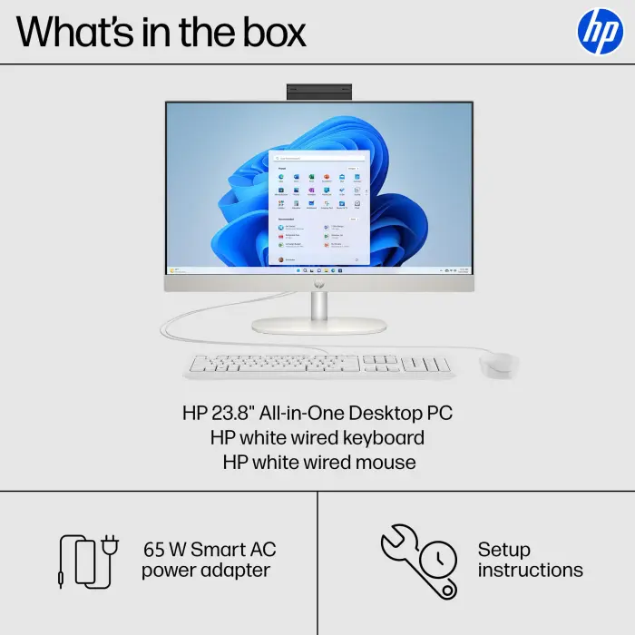 HP 24 Touchscreen All-in-One Desktop Computer for Home and School, Intel Processor, 23.8" FHD Display, 16GB DDR4 RAM, 1TB PCIe SSD, WiFi 6, Bluetooth 5.3, Business AIO, White - Image 3