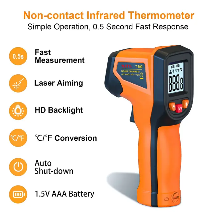 Upgrade 2023 Laser Infrared Thermometer Non-Contact Digital Temperature Gun, -58℉～1112℉(-50℃～600℃) IR Thermometer for Industrial, Kitchen Cooking, Automotive, HVAC (Not for Human Body Temp) - Image 2