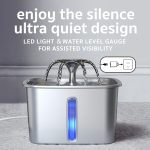 Veken Innovation Award Winner Stainless Steel Cat Water Fountain, 95oz/2.8L Automatic Pet Fountain Dog Water Dispenser with Replacement Filters & Silicone Mat, Gifts for Cats, Dogs (Silver) - Image 5