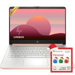 HP Rose Gold Ultrabook 14 Laptop with Office 365, Intel 4-Core CPU, 1.1TB Storage (1TB OneDrive and 64GB Emmc), 8GB RAM, Windows 11, No Mouse (Renewed)