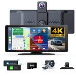 Wireless Carplay Screen for Car 10.26" 4K 360 Rotation Dash Cam Carplay&Android Auto Car Stereo 1080p Backup Camera GPS Navigation/Mirror Link/Voice Control/Siri/FM Satellite Radio Receiver