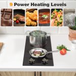 Cooksir 2 Burner Electric Cooktop 220V - Built-in 12 Inch Electric Stove Top 3000W, Ceramic Cook Top Radiant, 9 Power Heating Levels, Overheat Protection, Retro Knob, 220V - 240V Hard Wired (No Plug) - Image 2