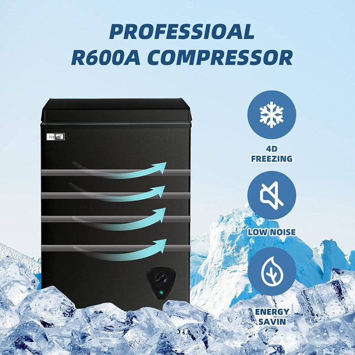 Chest Freezer 3.5 cu.ft Small Deep Freezer Mini Outdoor Black Chest Freezers with 7 Temperature and Removable Basket Settings Ideal for Apartment Office RV Cabin Kitchen - Image 5