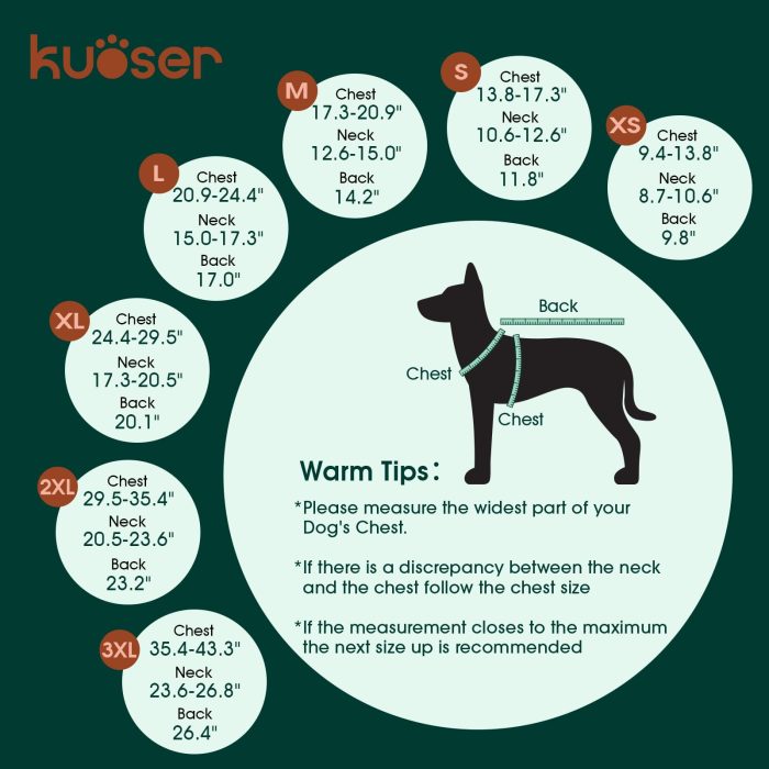 Kuoser Waterproof Dog Coat, Reversible Dog Jacket for Medium Dogs, Adjustable Durable Doggie Winter Coat Warm Puppy Cold Weather Apparel from Small to Large Breed, Blue M - Image 7
