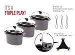 Chefman Triple Slow Cooker & Buffet Server with 3 Removable 1.5 Qt. Oval Crocks, Pot Inserts Individually Heat Controlled, Locking Lid Straps, Spoon & Lid Rests, 3 x 1.5 quart, Stainless Steel (Renewed) - Image 5
