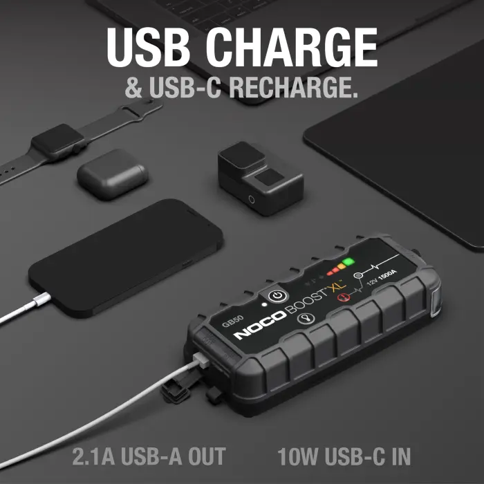 NOCO Boost GB50: 1500A UltraSafe Jump Starter – 12V Lithium Battery Booster Pack, Portable Jump Box, Power Bank & Jumper Cables - for 7.0L Gas and 4.5L Diesel Engines - Image 4