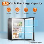 Kismile Small Freezer Upright, 3.0 Cu.ft Mini Freezer with Adjustable Thermostat, Removable Shelves, Reversible Single Door, Stand Up Freezer for Bedroom/Home/Dorms/Apartment (Stainless Steel) - Image 4