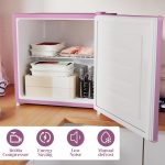 HOMCOM Mini Freezer Countertop, 1.1 Cu.Ft Compact Upright Freezer with Removable Shelves, Reversible Door for Home, Dorm, Apartment and Office, Pink - Image 3