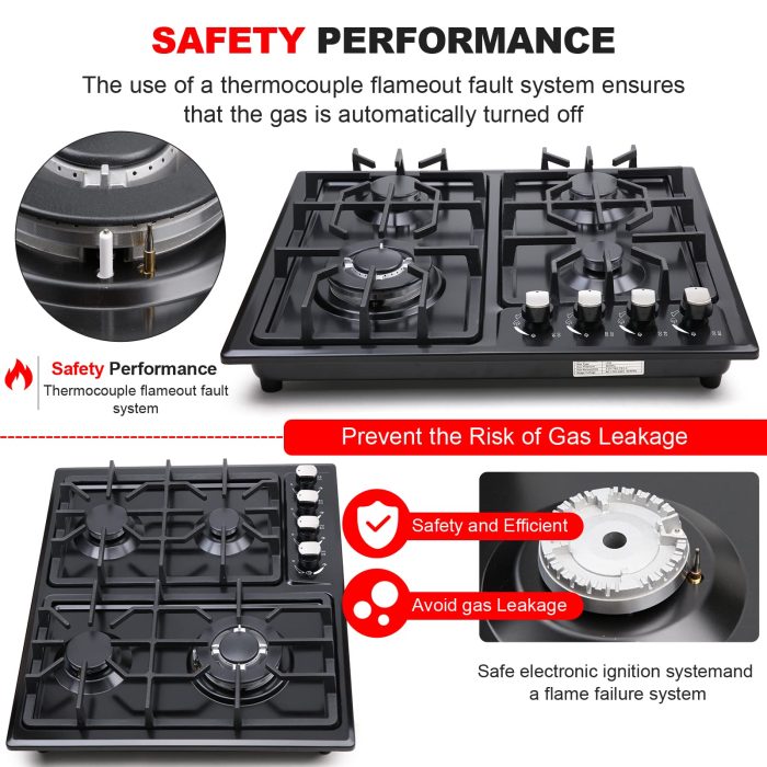 FORIMO Gas Cooktop 22Inch，Built in Gas Cooktop 4 Burners Stainless Steel Stove with NG/LPG Conversion Kit Thermocouple Protection and Easy to Clean - Image 6