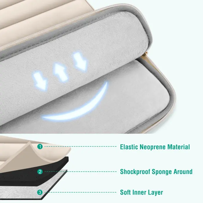 MOSISO 13.3 inch Laptop Case, 13-13.3 inch Puffy Laptop Sleeve Compatible with MacBook Air 13 13.6 M4 M3 M2 M1/Pro 13/Pro 14, HP Dell ASUS Lenovo,Polyester Horizontal Bag with Small Case, Sand - Image 7