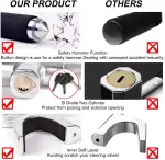 Tevlaphee Steering Wheel Lock for Cars,Wheel Lock,Vehicle Anti-Theft Lock,Adjustable Length Clamp Double Hook Universal Fit Emergency Hammer Window Breaker Self Defense Heavy Duty Secure - Image 5