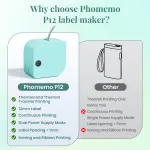 Phomemo Label Maker Machine with Tape, P12 Bluetooth Small Label Makers Portable Ribbon Printer Machine Thermal Transfer Labeler with Multiple Templates for Clothes Home School Gift Wrapping Office - Image 3