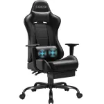 Homall Gaming Chairs, Computer Chair with Footrest and Massage Lumbar Support, Height Adjustable Game Chair with Headrest and Swivel Seat (Black)