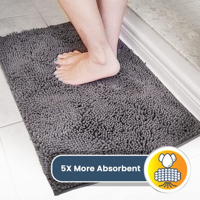 Muddy Mat® | Super Absorbent Door Mat Indoor, Microfiber Quick Dry Chenille Entryway Rug, Non-Slip Front Door Mat, Indoor Mats for Entryway, Machine Washable Pet Rug, Grey 30"x19" - Image 5