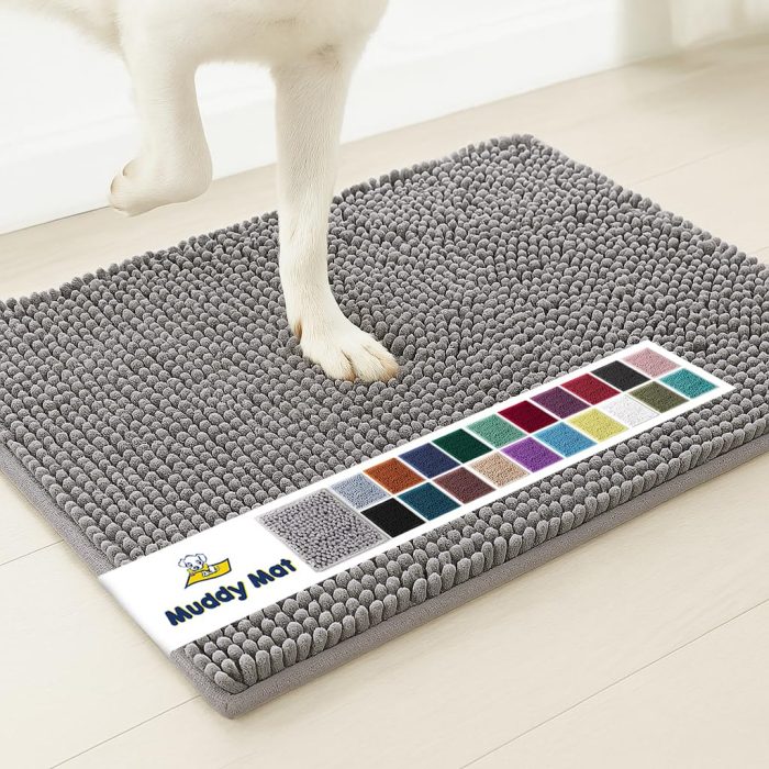 71EdBH-MCVL Muddy Mat® | Super Absorbent Door Mat Indoor, Microfiber Quick Dry Chenille Entryway Rug, Non-Slip Front Door Mat, Indoor Mats for Entryway, Machine Washable Pet Rug, Grey 30"x19" - Image 1