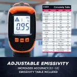 Kizen Infrared Temperature Gun - Handheld Surface Infrared Thermometer for Griddle, Grill, Pizza Oven, Candy, & A/C - Laser Thermometer Gun -58F to 1112F - Surface Temp Gun - Image 7