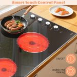 Electric Cooktop 30 Inch Hobsir, 4 Burner Electric Stove Top 6700W, Knob Control Built in Cook top, 30" Electric Stove Top Burner with Glass Protection Metal Frame, Double-ring burner, 220-240v - Image 5