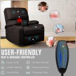 LEVELEVE Rocking Recliner Chair, Massage Rocker Recliner Chair with Vibration Massage and Heat, USB and Type-C Ports,360° Swivel Faux Leather Chairs, Living Room, Bedroom, Nursery, RV, Brown - Image 3