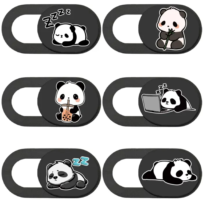 PRESSINART 6Pcs Laptop Camera Covers Webcam Camera Cover Panda Pattern Privacy Security Guard Slide Phone Webcam Protector for Laptops Desktops Computers Smartphones Tablets Notebooks Mini PC Devices - Image 1