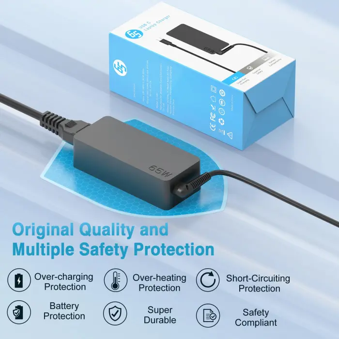 Laptop Charger for Lenovo ThinkPad Yoga Chromebook IdeaPad X1 Carbon X13 T16 T14 E16 E14 T480 T590 730 C940 13 15 500e 300e, Universal 65W 45W USB C Type C Power Adapter for HP Dell, Original Quality - Image 5