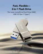 Lexar D40E 128GB Dual USB 3.2 Gen 1 Type-C Jump Drive, USB-C Flash Metal Housing Swivel Design Thumb Drive (Champagne Silver) - Image 7