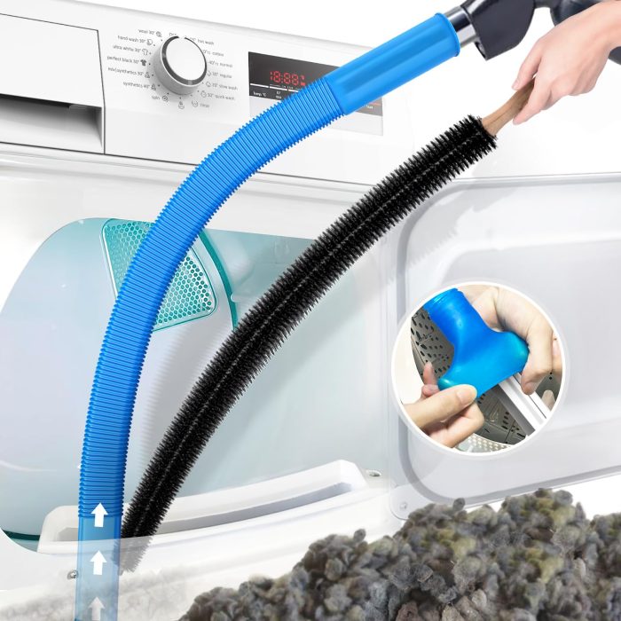 71IY72tUuJL PetOde 2 Pieces Dryer Vent Cleaner Kit Compatible with Most Vacuum Cleaner, Dryer Lint Brush and Vacuum Hose Attachment with Universal Connector, Quickly Lint Remover - Image 1