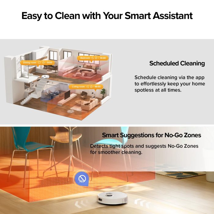 roborock Q7 M5+ Robot Vacuum and Mop, Upgraded from Q5 Max+, Up to 7-9 Weeks Self-Empty, 10000Pa Suction, Dual Anti-Tangle System for Pet Hair & Carpet, PreciSense LiDAR Navigation, App Control, White - Image 4
