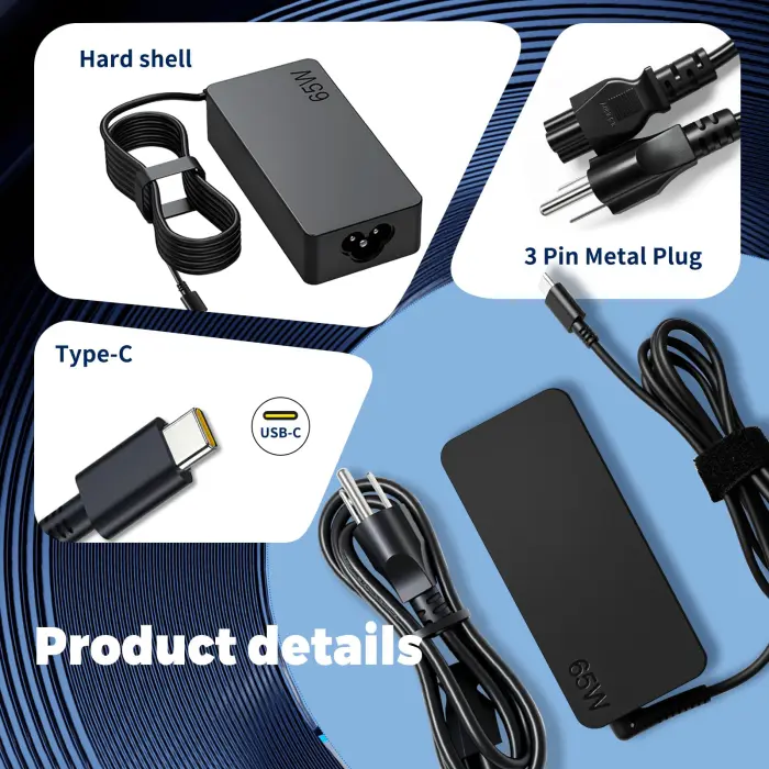 65W USB-C Laptop Charger Compatible with Lenovo Thinkpad T470 T470S T460 E531 E570 E560 L470 L460 L440Yoga/Chromebook C330 S330 100e 300e AC Adapter Power Cord - Image 2