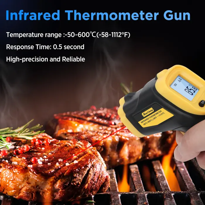 Sanliang Infrared Thermometer Laser Temperature Gun -58℉ to 1112℉ with Adjustable Emissivity & Max and Min Measure Laser Digital IR Thermometer Gun Temp IR Surface Tool Heat Temp Gun for Cooking. - Image 7