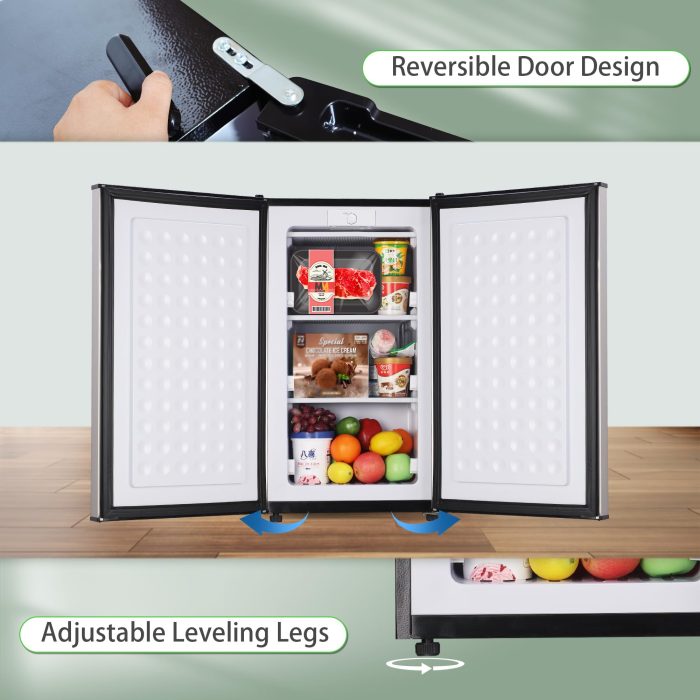 Maine Upright Freezer 3.6 Cu.Ft Mini Freezer with Reversible Stainless Steel Door Freestanding Compact Freezer with 3 Adjustable Thermostat, Small Freezer for Apartment Dorm (Silver) - Image 4