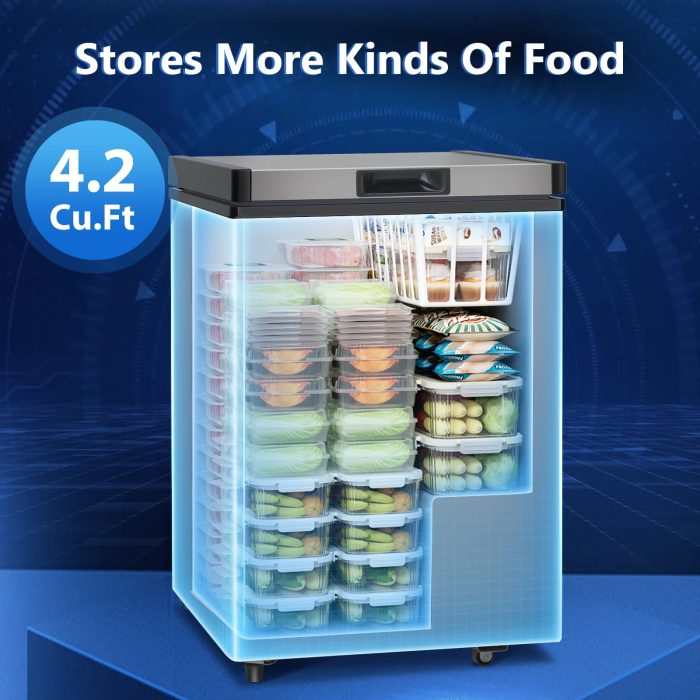 LifePlus Chest Freezer, 4.2 Cubic Feet Small Deep Freezers Top Door with Removable Basket, 7 Temperature Control Energy Saving, Compact Freezer for Home Kitchen Office Dorm Apartment Indoor Use, Grey - Image 8