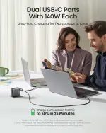 Anker Laptop Charger, 140W MAX 4-Port GaN USB C Charger, Fast Charging Power Adapter, Intuitive Touch Controls, for MacBook, iPhone 17/16 Series, iPad, Pixel, and More (Non-Battery) - Image 5