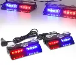 XRIDONSEN 2 in1 Dash Emergency Strobe Lights Interior Windshield Red Blue Warning Safety Flashing Police Lights Law Enforcement w/Suction Cups for Volunteer Vehicles, Trucks (2×7.16 inch, 16 LED) - Image 2