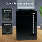 Igloo 3.5 Cu. Ft. Chest Freezer with Removable Basket and Front Defrost Water Drain, Small Deep Freezer Perfect for Homes, Garages, and RVs, Black - Image 3