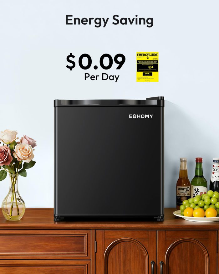 EUHOMY 1.1 Cubic Feet Mini Freezer, Countertop, Single Door Compact Upright Freezer with Reversible Door, Removable Shelves, Small freezer for Home/Dorms/Apartment/Office, New Black - Image 3