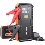 OXILAM Jump Starter 6000A for All Gas/12L Diesel, Car Battery Jumper Starter Portable, 12V Lithium Jump Box with Jumper Cables, LED Display, LED Light, Power Bank with USB, Type C Port