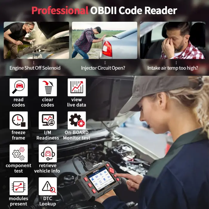 FOXWELL Car Scanner NT604 Elite OBD2 Scanner ABS SRS Transmission, Check Engine Code Reader for Cars and Trucks, Diagnostic Scan Tool with SRS Airbag, Automotive Diagnostic Tool with Live Data - Image 6