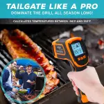 Kizen Infrared Temperature Gun - Handheld Surface Infrared Thermometer for Griddle, Grill, Pizza Oven, Candy, & A/C - Laser Thermometer Gun -58F to 1112F - Surface Temp Gun - Image 9