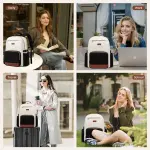 LOVEVOOK Laptop Backpack for Women with Pouch Pocket for Large Capacity Cup,15.6 Inch Laptop Computer Bag Travel Backpack Purse,Waterproof Work Business Backpack College Teacher Bags,Beige-Black-Brown - Image 2